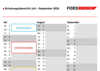 Schulungstermine Juli – September 2026